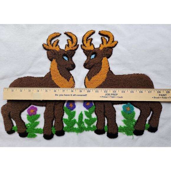PILLOW COVERS-Crewel Stitch-Handmade-Reindeer-White Background16"x26"-Set of 2 - Picture 12 of 13